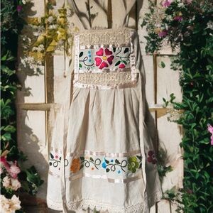 Floral Embroidered Kids Dress - Cream
